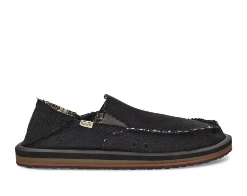 Férfi Sidewalk Surfers - Sanuk Vagabond Soft Top Hemp Collapsible Heel - Sanuk Fekete Cipő QFLRZM516